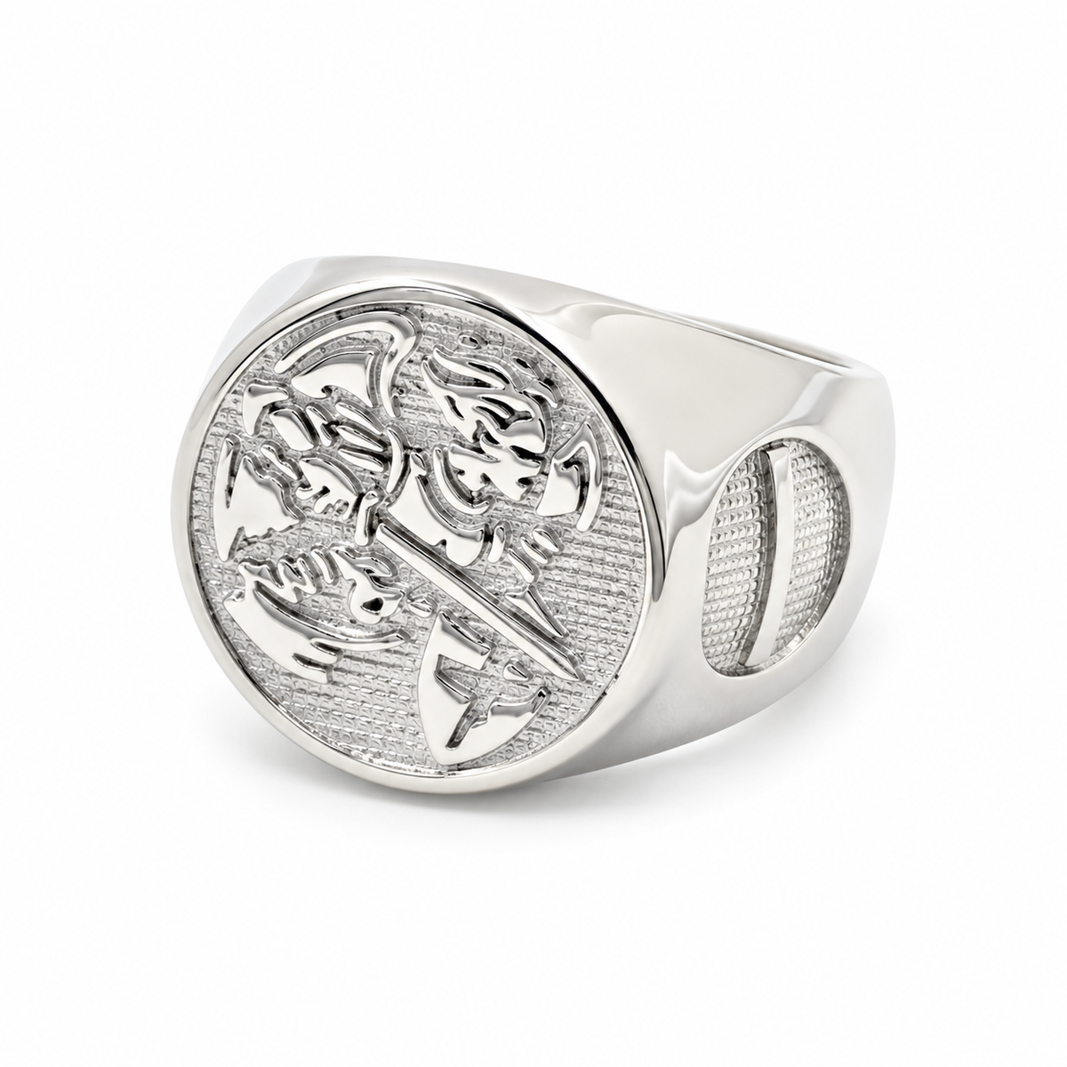Polizei-Ring "Thin Blue Line" mit Schutzpatron "Saint Michael"