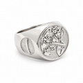 Polizei-Ring "Thin Blue Line" mit Schutzpatron "Saint Michael"