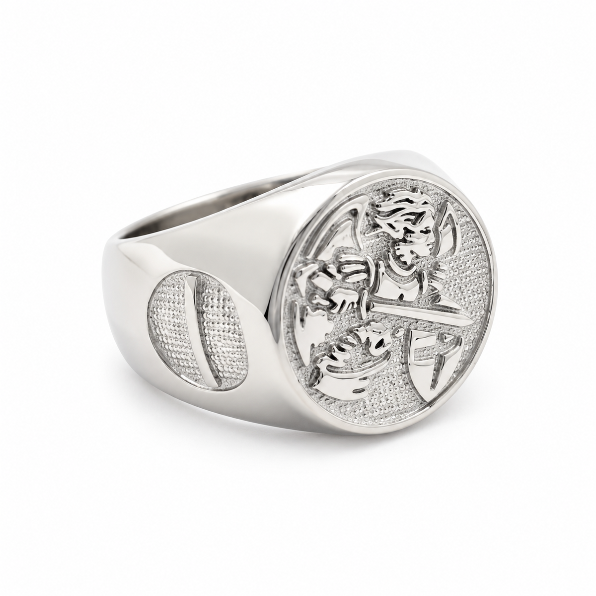 Polizei-Ring "Thin Blue Line" mit Schutzpatron "Saint Michael"