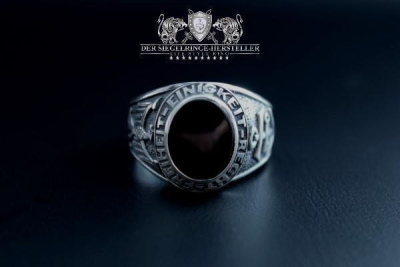 Traditional ring of German signal corps size 56 onyx black