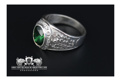 Traditional ring of German army hunter troupe size 64 emerald green