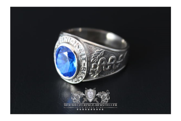 Traditions-Ring des Sanitätsdienstes Größe 69 Saphir-Blau